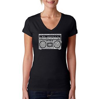 Greatest Rap Hits of The 1980's - Women's Word Art V-Neck T-Shirt