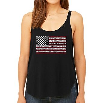 50 States USA Flag - Women's Word Art Flowy Tank Top