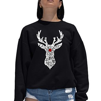 Women's Word Art Crewneck Sweatshirt - Santa's Reindeer