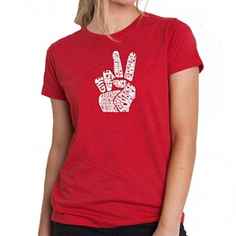 Peace Fingers - Womens Premium Blend Word Art T-Shirt