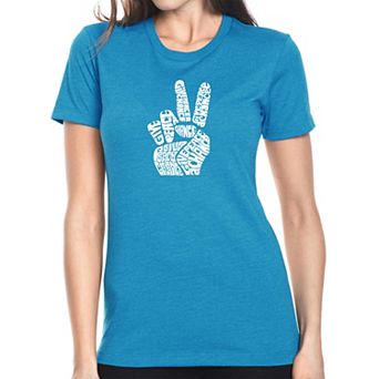 Peace Fingers - Womens Premium Blend Word Art T-Shirt