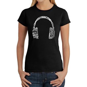 Headphones - Languages - Womens Word Art T-Shirt