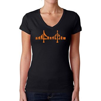 San Francisco Bridge - Women's Word Art V-Neck T-Shirt