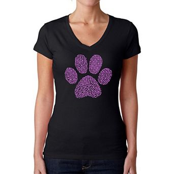XOXO Dog Paw - Women's Word Art V-Neck T-Shirt
