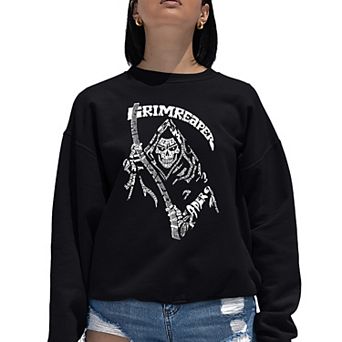 Women's Word Art Crewneck Sweatshirt - Grim Reaper