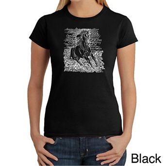 Popular Horse Breeds - Womens Word Art T-Shirt