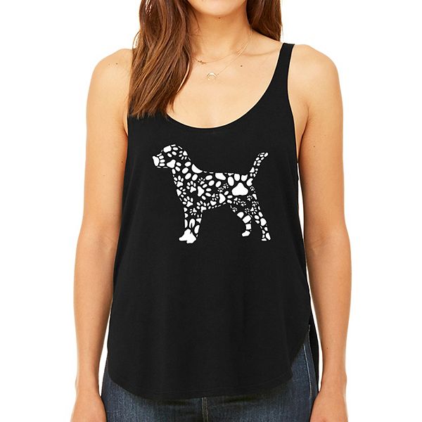 Dog Paw Prints - Women's Word Art Flowy Tank Top