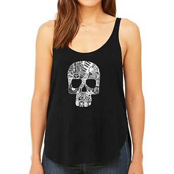 Rock n Roll Skull - Women's Premium Word Art Flowy Tank Top