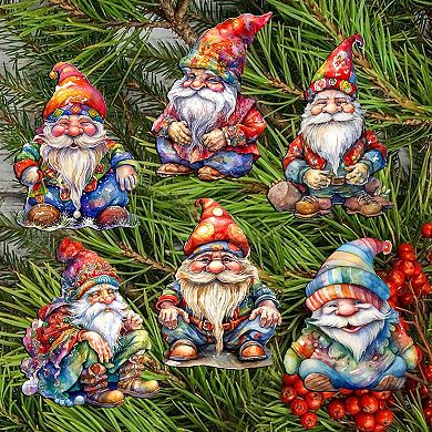 Christmas Gnomes Wooden Clip-on Christmas Ornaments by G. Debrekht - Christmas Decor