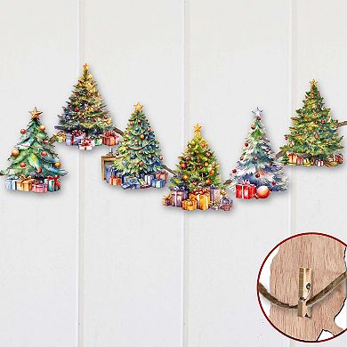 Christmas Tree Decorative Wooden Clip-on Christmas Ornaments Set of 6 by G. Debrekht - Christmas Decor