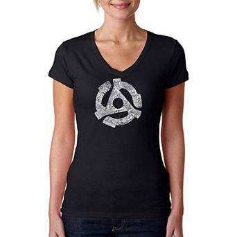 Record Adapter - Women's Word Art V-Neck T-Shirt