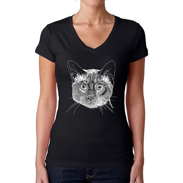 Siamese Cat - Women's Word Art V-Neck T-Shirt