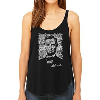 Abraham Lincoln - Gettysburg Address - Womens Word Art Flowy Tank Top