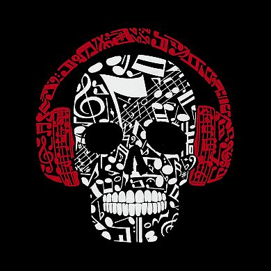 Music Notes Skull - Women's Word Art V-Neck T-Shirt