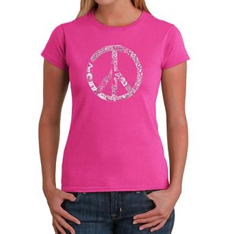 Peace, Love, & Music - Womens Word Art T-Shirt