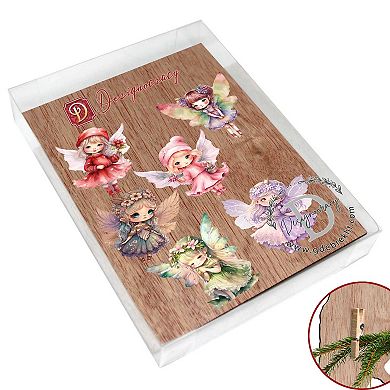 Colorful Fairies Wooden Clip-on Christmas Ornaments of 6 by G. Debrekht - Christmas Decor