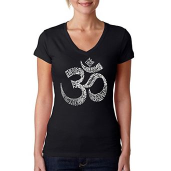 Poses OM - Women's Word Art V-Neck T-Shirt