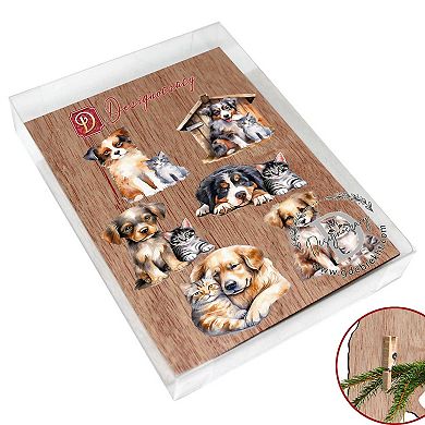 Dogs Wooden Clip-on Christmas Ornaments of 6 by G. Debrekht - Christmas Decor