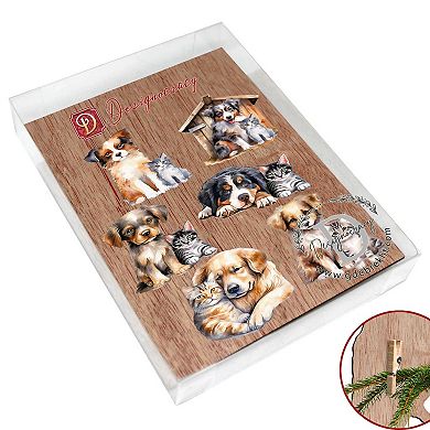 Dogs Decorative Wooden Clip-on Christmas Ornaments of 6 by G. Debrekht - Christmas Decor