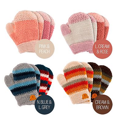 Soft Knit Mittens for Baby or Toddler - 2-Pack Unisex Gloves for Kids