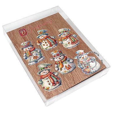 Snowman Wooden Clip-on Christmas Ornaments Set of 6 by G. Debrekht - Christmas Decor