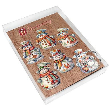 Snowman Decorative Wooden Clip-on Christmas Ornaments Set of 6 by G. Debrekht - Christmas Decor
