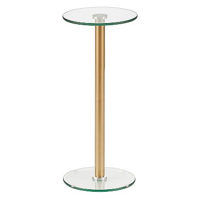 mDesign Metal and Glass Top Round Accent Side/End Drink Table - Matte Black