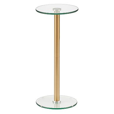 mDesign Metal and Glass Top Round Accent Table
