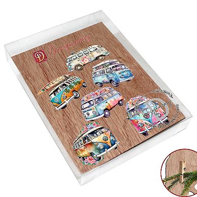 Surf Vans Wooden Clip-on Christmas Ornaments Set of 6 by G. Debrekht - Christmas Decor