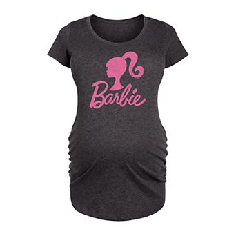Maternity Barbie® Logo Pink Glitter Graphic Tee
