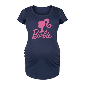 Maternity Barbie® Logo Pink Glitter Graphic Tee