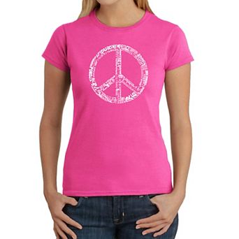 The Word Peace In 77 Languages - Womens Word Art T-Shirt