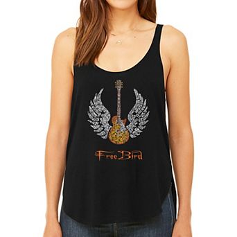 Lyrics To Freebird - Womens Word Art Flowy Tank Top