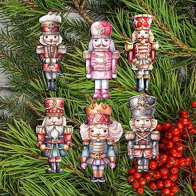 Nutcrackers Wooden Clip-on Christmas Ornaments of 6 by G. Debrekht - Christmas Decor