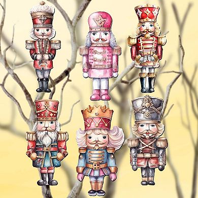 Nutcrackers Decorative Wooden Clip-on Christmas Ornaments of 6 by G. Debrekht - Christmas Decor