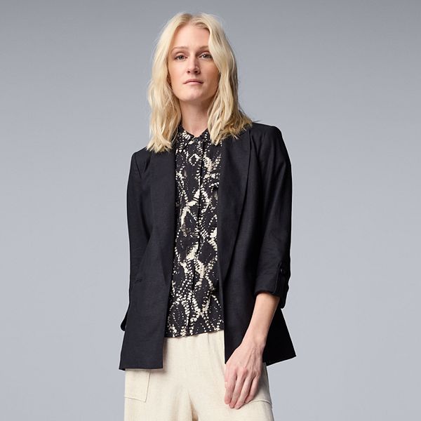 Women's Simply Vera Vera Wang Linen Roll Tab Blazer Women's Simply Vera Vera Wang Linen Roll Tab Blazer