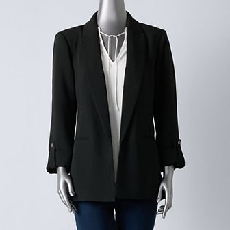 Women's Simply Vera Vera Wang Linen Roll Tab Blazer
