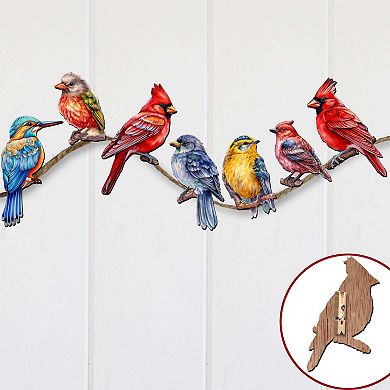 Winter Birds Wooden Clip-on Christmas Ornaments of 6 by G. Debrekht - Christmas Decor