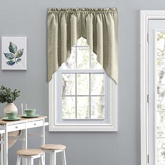 Lisa Solid Color Poly Cotton Duck Fabric Curtain Tailored Swag 1.5" Rod Pocket