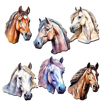 Horses Wooden Clip-on Christmas Ornaments Set of 6 by G. Debrekht - Christmas Decor