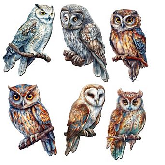 Night Owls Wooden Clip-on Christmas Ornaments of 6 by G. Debrekht - Christmas Decor