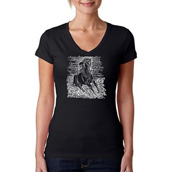 POPULAR HORSE BREEDS - Women's Word Art V-Neck T-Shirt