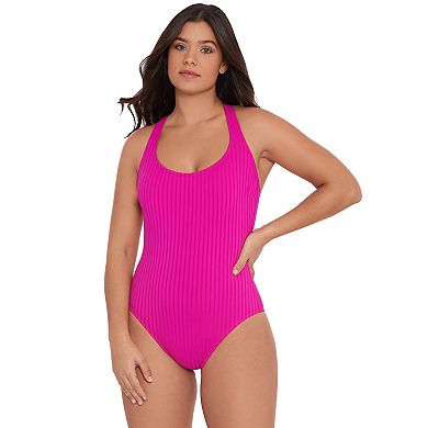 Women’s S3 Swim Sculpting Ribbed Scoopneck Crossback One Piece Swimsuit