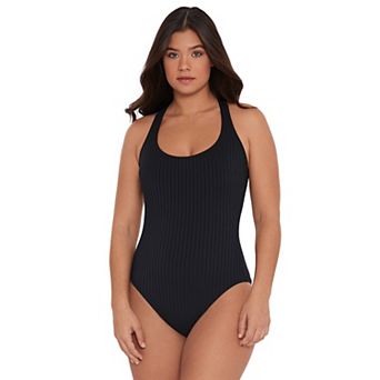 Women’s S3 Swim Sculpting Ribbed Scoopneck Crossback One Piece Swimsuit