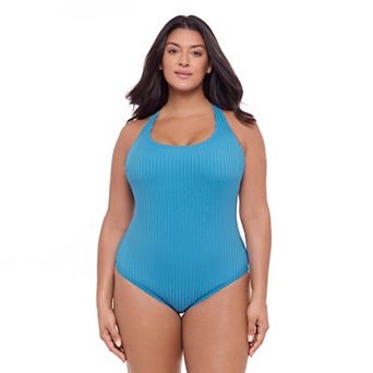Women’s S3 Swim Sculpting Ribbed Scoopneck Crossback One Piece Swimsuit