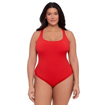 Women’s S3 Swim Sculpting Ribbed Scoopneck Crossback One Piece Swimsuit