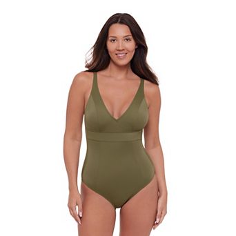 Women’s S3 Swim Shaping Banded Plunge V-Neck One Piece Swimsuit