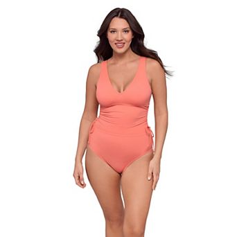 Women's S3 Swim Sculpting Cinch Adjustable Side Tie Shirred One-Piece Swimsuit