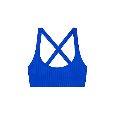 Women’s S3 Swim Sculpting Ribbed Scoopneck Crossback Bralette Bikini Top