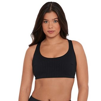 Women’s S3 Swim Sculpting Ribbed Scoopneck Crossback Bralette Bikini Top